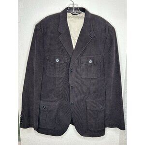 Tasso Elba Jacket Mens L 42-44 Brown Corduroy Barn Chore Cargo Pockets Blazer